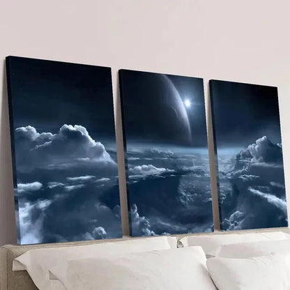 3pcs Aerospace Outer Solar Planet Decor Wall Art Set Canvas Unframed - High Quality Print 100% Australian Made Wall Canvas - Bella Home Decor
