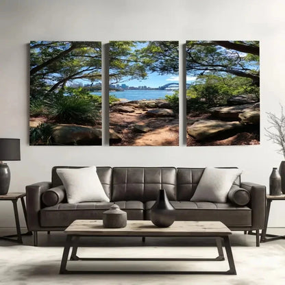 3pcs Sydney Harbour National Park Australia Wall Art Set Canvas Framed 60x90cm - High Quality Print 100% Australian Made Wall Canvas Ready to Hang - Bella Home Decor