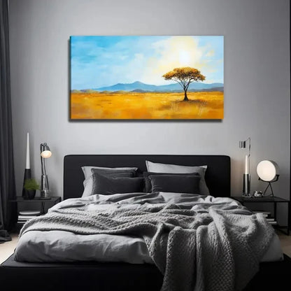Serene Landscape With Lone Tree Wall Art Canvas Office Home Room Framed 120x60cm