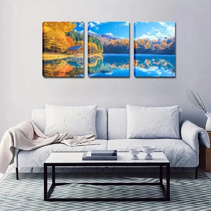 3pcs Peaceful Reflections Of Nature Perfect Wall Art Set Canvas Framed 60x90cm - High Quality Print 100% Australian Made Wall Canvas Ready to Hang - Bella Home Decor