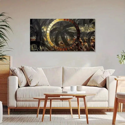 Vintage & Modern Geometric Wall Art Canvas Office Home Room Framed 120x60cm