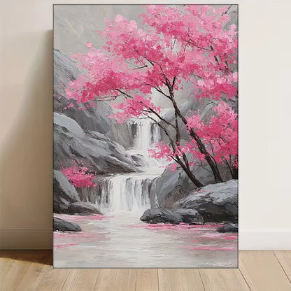 Pink Cherry Blossom Waterfall 60x90cm Metal Print Ready to Hang