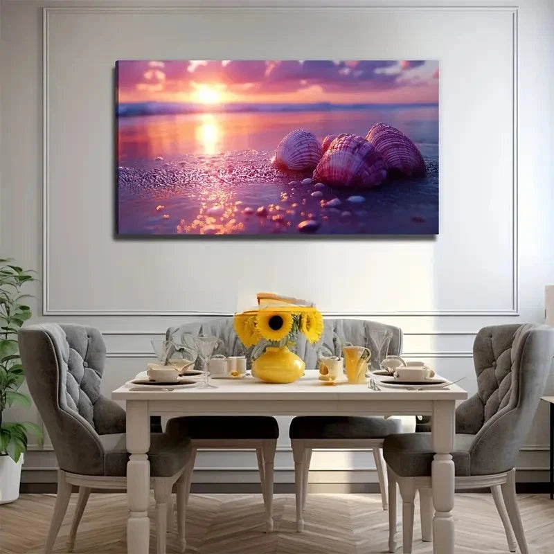 Conch Sunrise Suitable Wall Art Canvas Office Home Room Framed 120x60cm