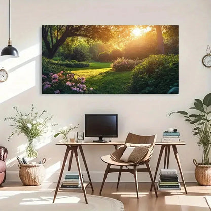 Garden & Sunlight Landscape Wall Art Canvas Office Home Room Framed 120x60cm - Bella Home Decor
