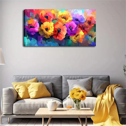 Vibrant Mixed Flowers Floral Wall Art Canvas Office Home Room Framed 120x60cm - Bella Home Decor