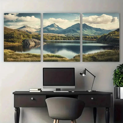 3pcs Snowdonia National Park Vintage Perfect Wall Art Set Canvas Framed 50x70cm - High Quality Print 100% Australian Made Wall Canvas Ready to Hang