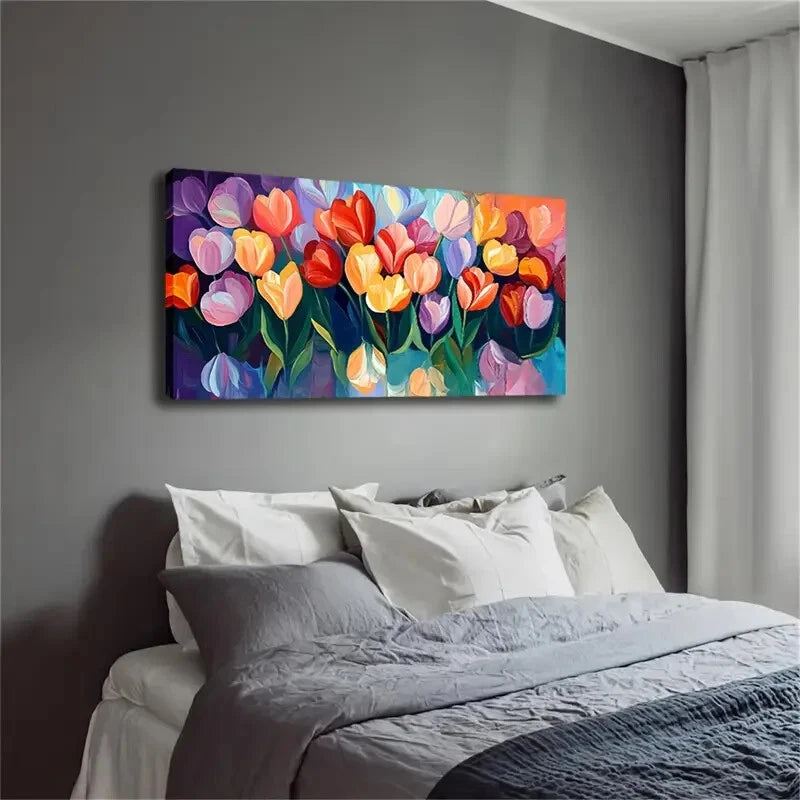 Vibrant Multicolor Flower Wall Art Canvas Office Home Room Framed 120x60cm - Bella Home Decor