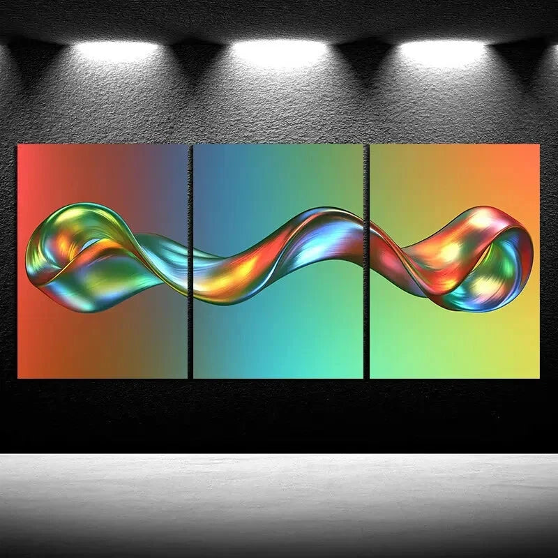 3pcs Beautiful Lines Colourful Themed Metal Print Ready to Hang Art - Bella Home Decor