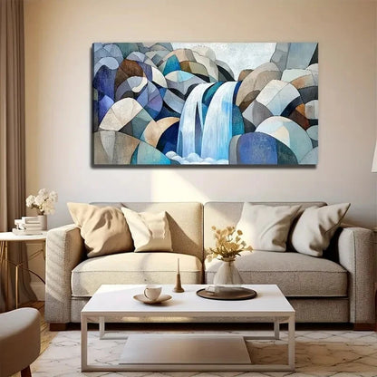 Cubism Style Waterfall Wall Art Canvas Office Home Room Framed 120x60cm