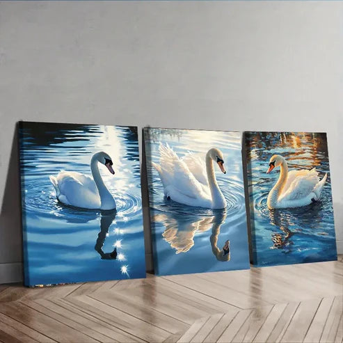3pcs Colorful Scenic Lakes and Trees Perfect Wall Art Set Canvas Unframed - High Quality Print 100% Australian Made Wall Canvas - Bella Home Decor