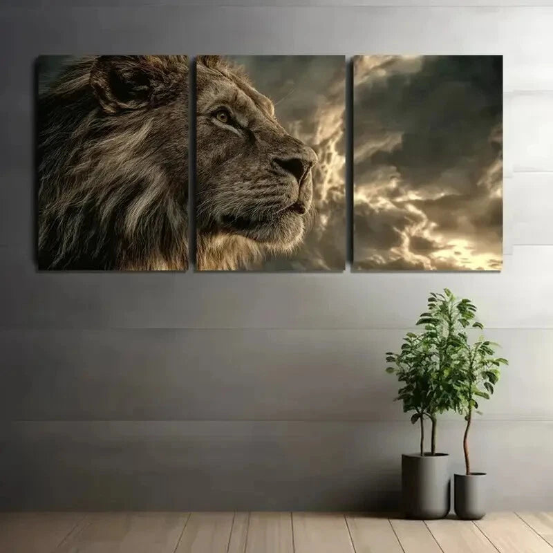 3pcs Lion Wildlife Ocean Close Up Metal Print Ready to Hang Art - Bella Home Decor