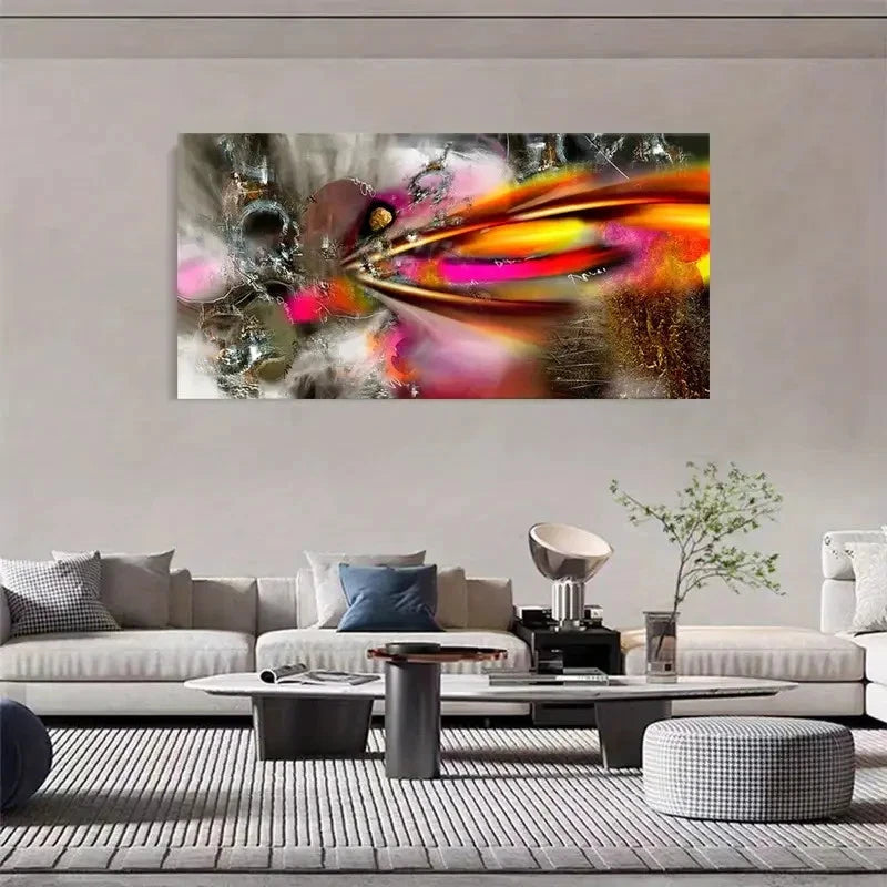 Vibrant Abstract Striped Contemporary Wall Art Canvas Office Home Room Framed 120x60cm - Bella Home Decor