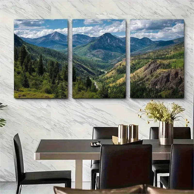 3pcs Montana Posters USA Rocky Mountain Perfect Wall Art Set Canvas Framed 50x70cm - High Quality Print 100% Australian Made Wall Canvas Ready to Hang