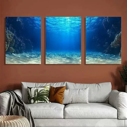 3pcs Ocean Depths Underwater View Wall Art Set Canvas Unframed - High Quality Print 100% Australian Made Wall Canvas