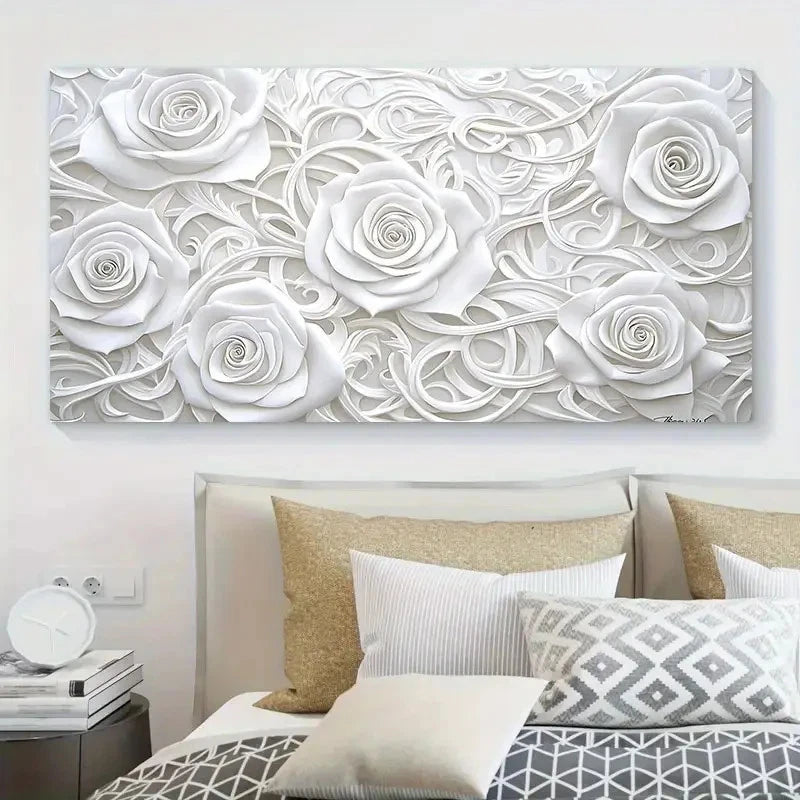 Elegant Rose And Whirlpool Wall Art Canvas Office Home Room Framed 120x60cm