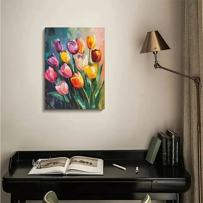 Vibrant Tulip Painting 40x60cm Metal Print Ready to Hang