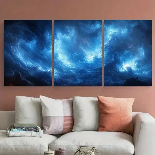 3pcs Mystical Clouds And Celestial Light Wall Art Canvas Unframed - High Quality Print 100% Australian Made Wall Canvas