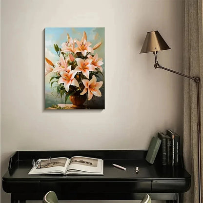 Stunning Lilies Bouquet in Vibrant Orange Painting 40x60cm Metal Print Ready to Hang - Bella Home Decor