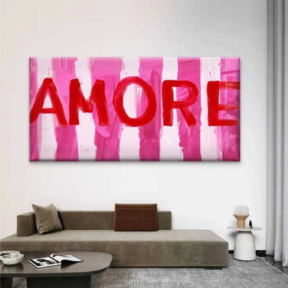 Minimalist Red Love Word Wall Art Canvas Office Home Room Framed 120x60cm