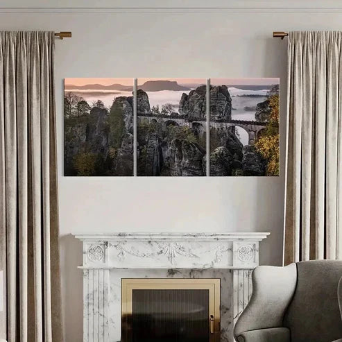 3pcs Boulder Mountain Peak Modern Wall Art Canvas Unframed - High Quality Print 100% Australian Made Wall Canvas - Bella Home Decor