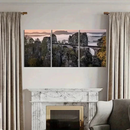 3pcs Boulder Mountain Peak Modern Wall Art Canvas Unframed - High Quality Print 100% Australian Made Wall Canvas - Bella Home Decor