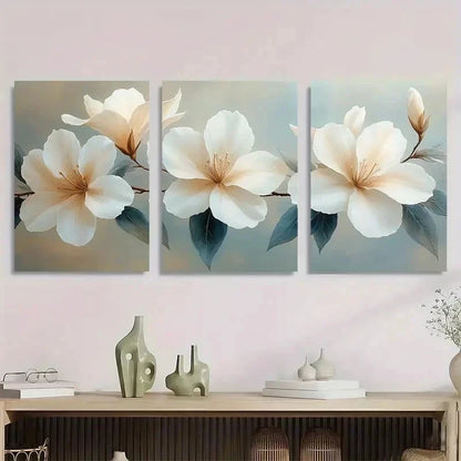 3pcs White Azalea Flower Perfect Wall Art Set Canvas Framed 40x60cm - High Quality Print 100% Australian Made Wall Canvas Ready to Hang