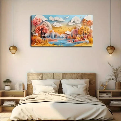 Serene Sky & Birds Landscape Wall Art Canvas Office Home Room Framed 120x60cm