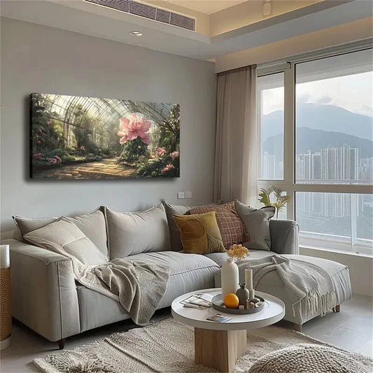 Modern Minimalist Greenhouse Wall Art Canvas Office Home Room Framed 120x60cm