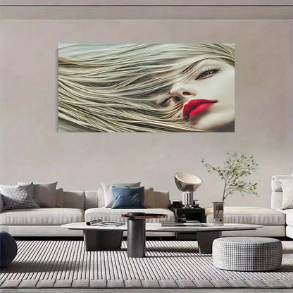 Young Woman With Flowing Hair Wall Art Canvas Office Home Room Framed 120x60cm