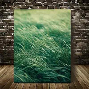 Vibrant Green Landscape Mint Grass Lawn Painting 40x60cm Metal Print Ready to Hang - Bella Home Decor