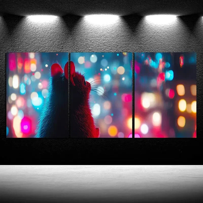3pcs Beautiful Hamster Colourful Metal Print Ready to Hang Art - Bella Home Decor