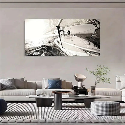 Yacht Sailing Modern Nautical Wall Art Canvas Office Home Room Framed 120x60cm