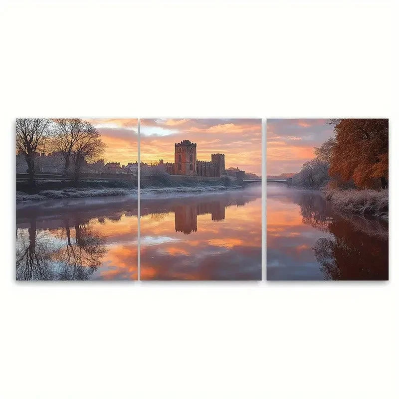 3pcs Durham Cathedral Castle RI  Wall Art Set Canvas Framed 50x70cm - High Quality Print 100% Australian Made Wall Canvas Ready to Hang - Bella Home Decor