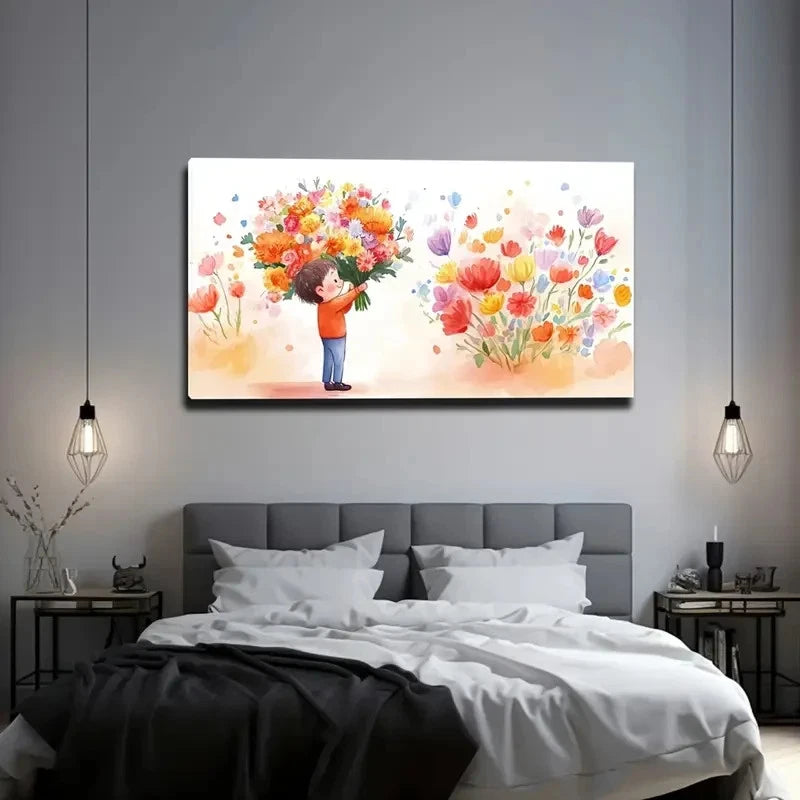 Heartwarming Youngsters Vibrant Wall Art Canvas Office Home Room Framed 120x60cm