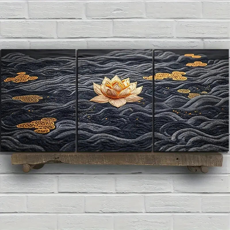 3pcs Beautiful Yellow Water Lilies Metal Print Ready to Hang Art - Bella Home Decor