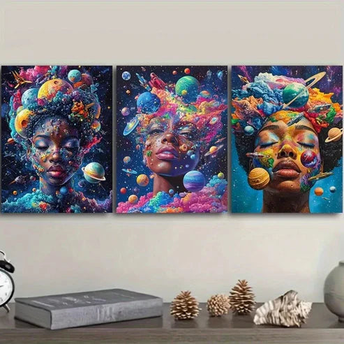 3pcs Art Deco Modern Colorful Face Design Wall Art Canvas Unframed - High Quality Print 100% Australian Made Wall Canvas - Bella Home Decor