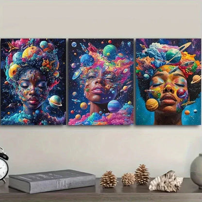 3pcs Art Deco Modern Colorful Face Design Wall Art Canvas Unframed - High Quality Print 100% Australian Made Wall Canvas - Bella Home Decor