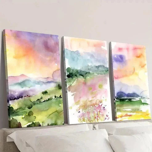 3pcs Artistic Nature Scene of Irish Meadow Wall Art Set Canvas Unframed - High Quality Print 100% Australian Made Wall Canvas - Bella Home Decor