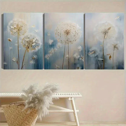 3pcs Showcasing Beautiful Dandelion Abstract Wall Art Set Canvas Framed 50x70cm - High Quality Print 100% Australian Made Wall Canvas Ready to Hang