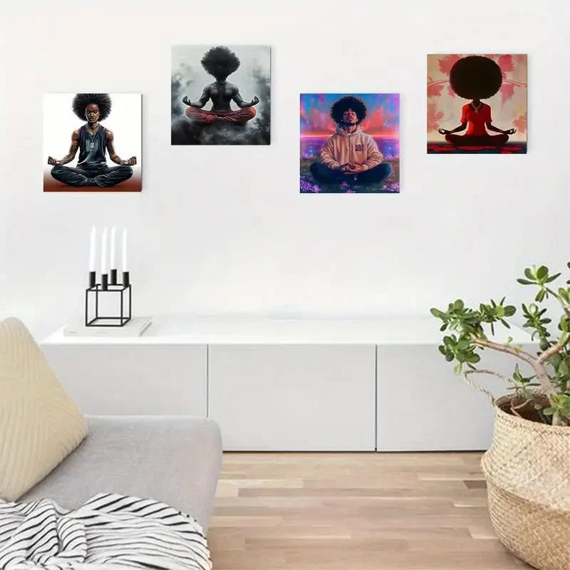 4pcsVibrant Colors & Intricate Wall Art Canvas Framed