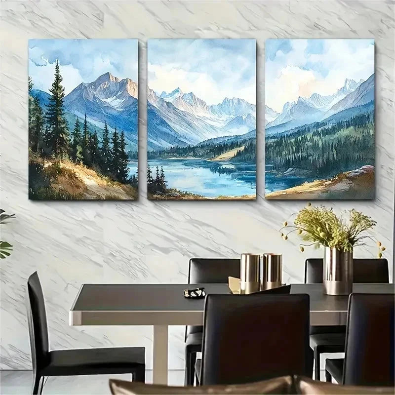 3pcs The Rocky Mountains Depicting Perfect Wall Art Set Canvas Framed 50x70cm - High Quality Print 100% Australian Made Wall Canvas Ready to Hang