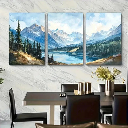 3pcs The Rocky Mountains Depicting Perfect Wall Art Set Canvas Framed 50x70cm - High Quality Print 100% Australian Made Wall Canvas Ready to Hang