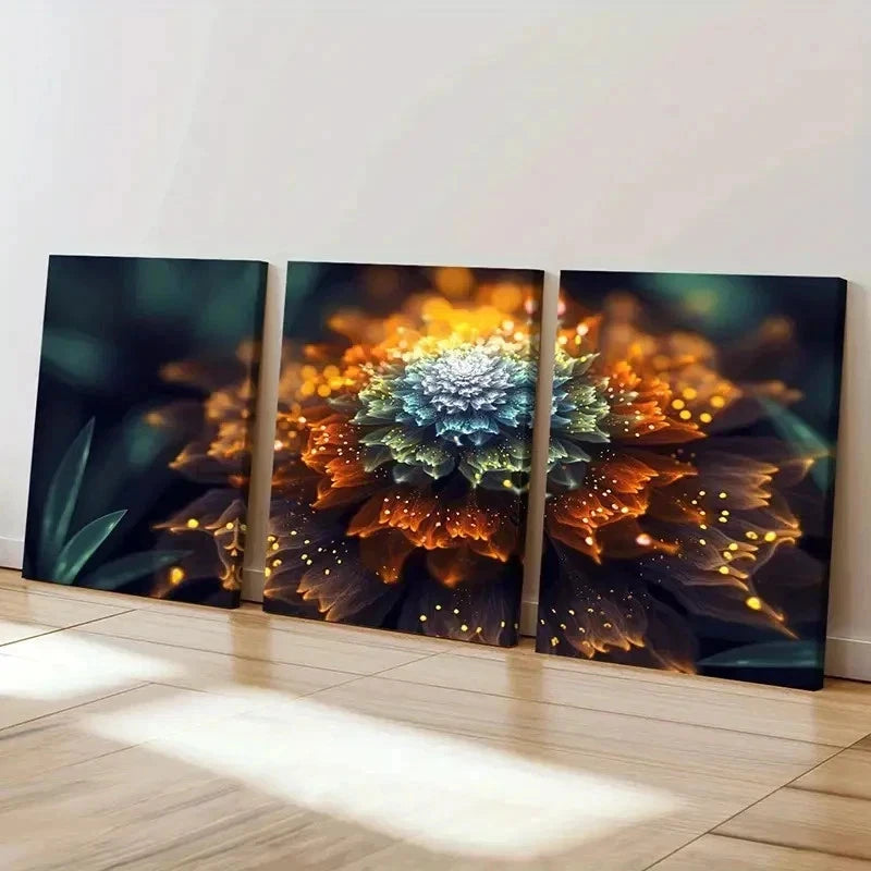 3pcs Colorful Flower Modern Abstract Wall Art Set Canvas Framed 50x70cm - High Quality Print 100% Australian Made Wall Canvas Ready to Hang - Bella Home Decor