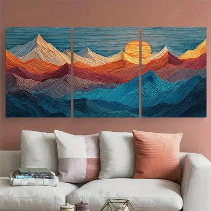 3pcs Sunrise Landscape Thick Texture Perfect Wall Art Set Canvas Framed 60x90cm - High Quality Print 100% Australian Made Wall Canvas Ready to Hang