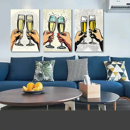 3pcs Retro Style Dorm Corridor Wall Art Canvas Unframed – High Quality Print 100% Australian Made Wall Canvas