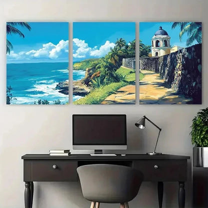 3pcs Tropical Décor Modern Caribbean Wall Art Set Canvas Unframed - High Quality Print 100% Australian Made Wall Canvas