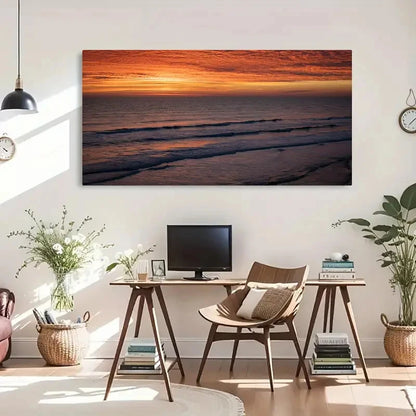 Dawn Over Daytona Beach Decor Wall Art Canvas Office Home Room Framed 120x60cm