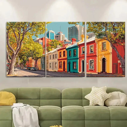 3pcs Perth Cityscape Travel Print Australia Wall Art Set Canvas Framed 50x70cm - High Quality Print 100% Australian Made Wall Canvas Ready to Hang