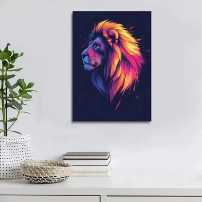 Beautiful Modern Abstract Lion Painting 40x60cm Metal Print Ready to Hang - Bella Home Decor