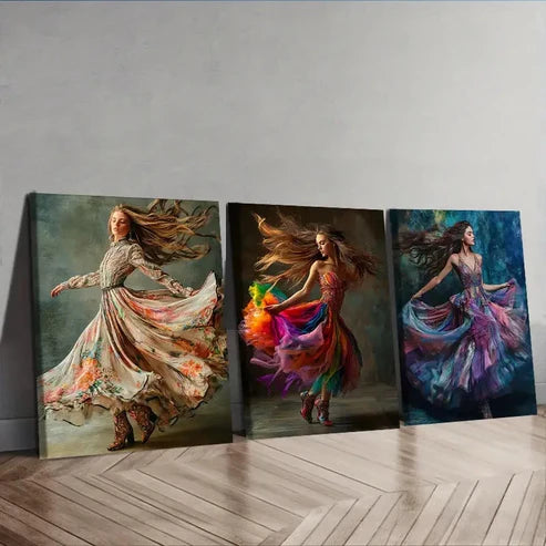 3pcs Women dance Wall Art Set Canvas Unframed - High Quality Print 100% Australian Made Wall Canvas - Bella Home Decor
